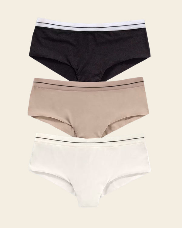 Leonisa 3-pack Contrast Waistband Soft Cheeky Panties